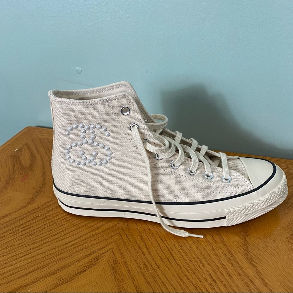 Converse X Stussy 70s High Fossil Cream Sneakers Shoes Size‎ 8.5 Mens